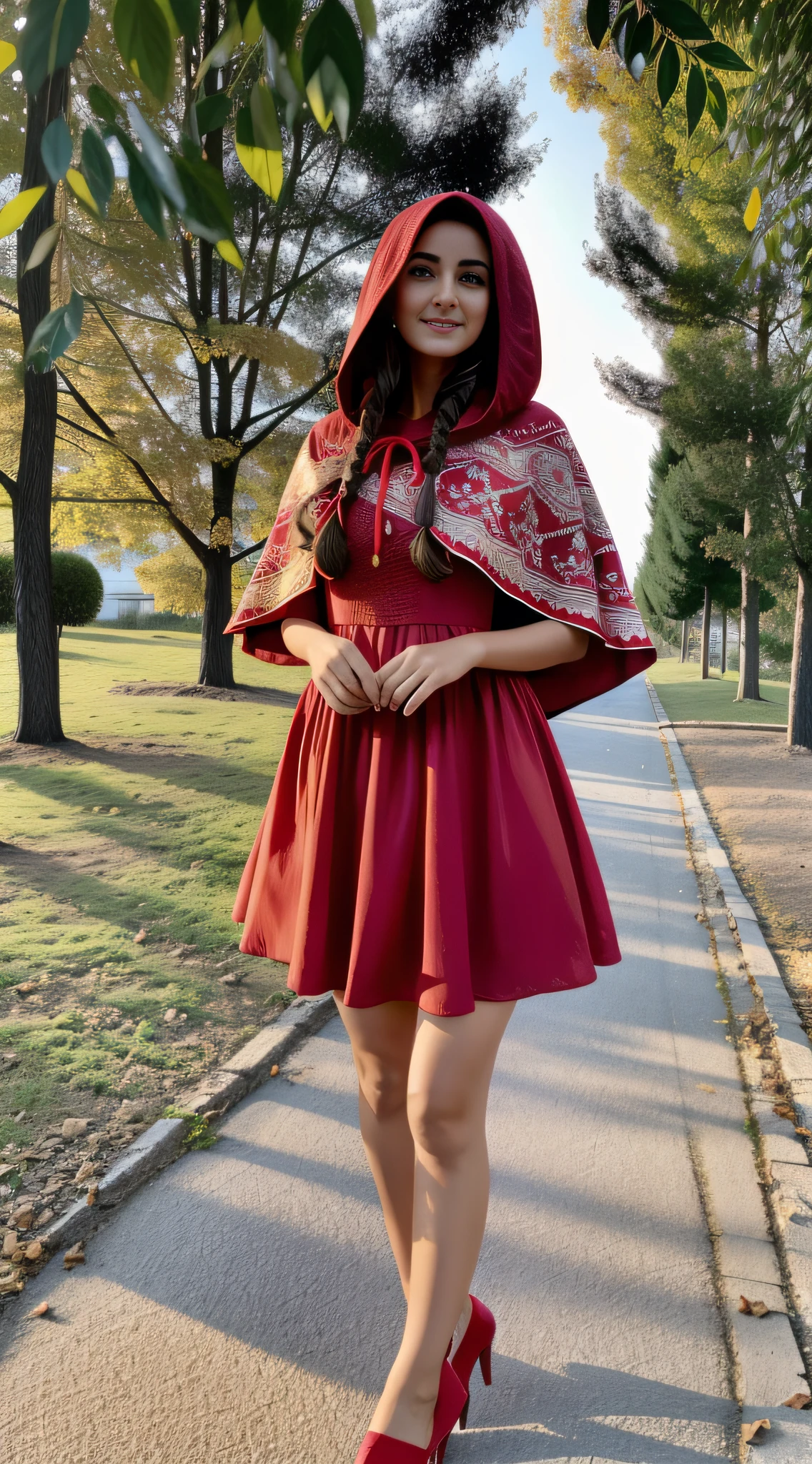 Ayça Ayşin Turan wearing Little Red Riding Hood's outfit