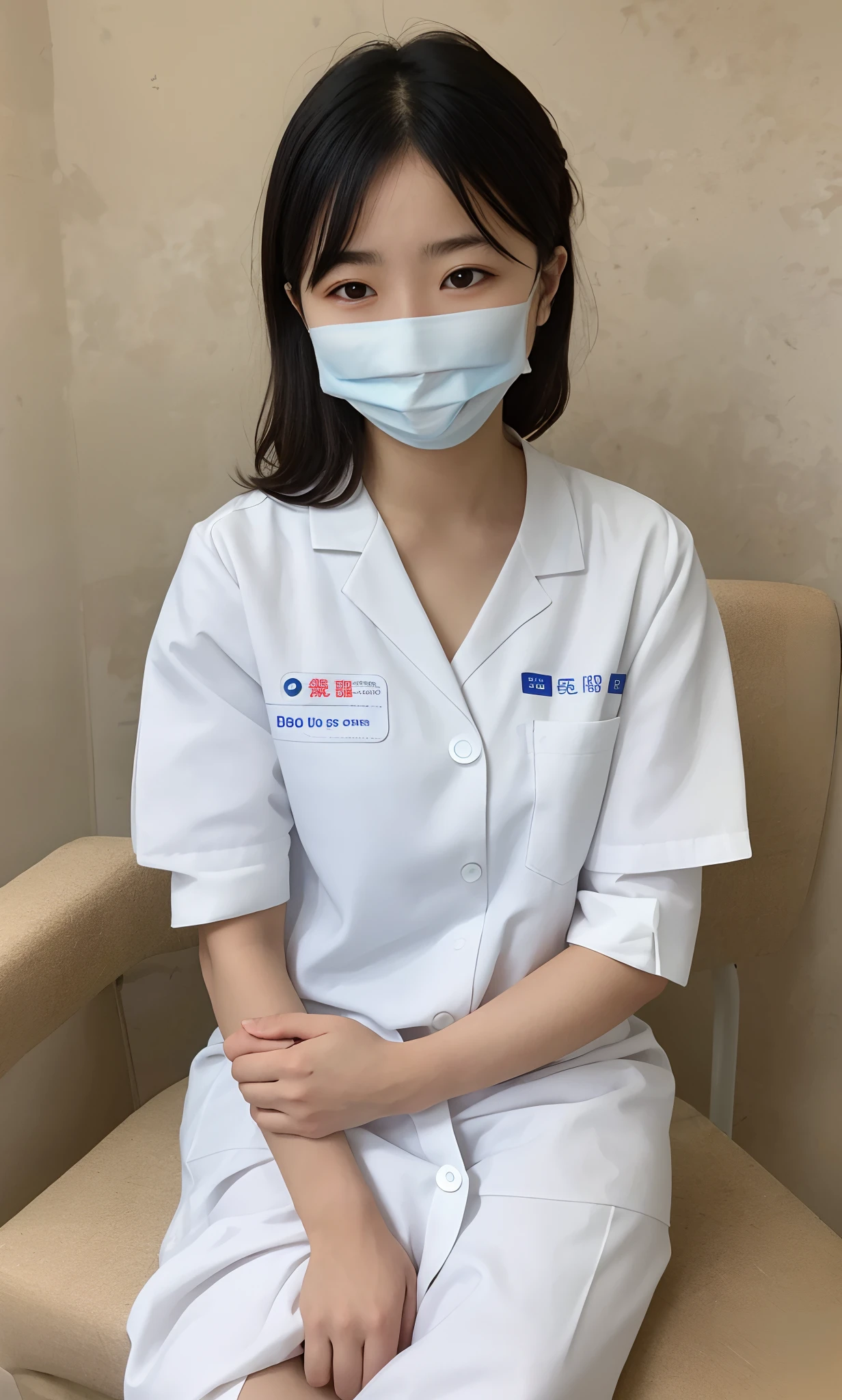 hightquality、​masterpiece、ultra res、a beauty girl、cute girl face、hospitals、nurse、Wearing nurse clothes、full bodyesbian、Famous actresses of Japan、very beautiful face、A sexy