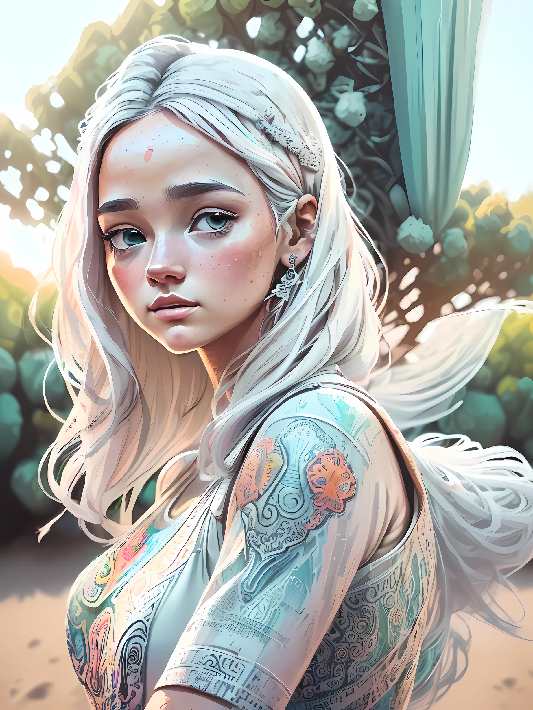 (nvinkpunk:1.2) (estilo snthwve:0.8), (((uma mulher inspirada em Emilia Jones))), anthro, lightwave, sun sunset, intrincado, (fundo estilo construtivismo:1.3), ((illustration, arte de Griffiths e fundo branco:1.4)) (((estilo construtivismo))), ((fotoretrato do rosto:1.5))