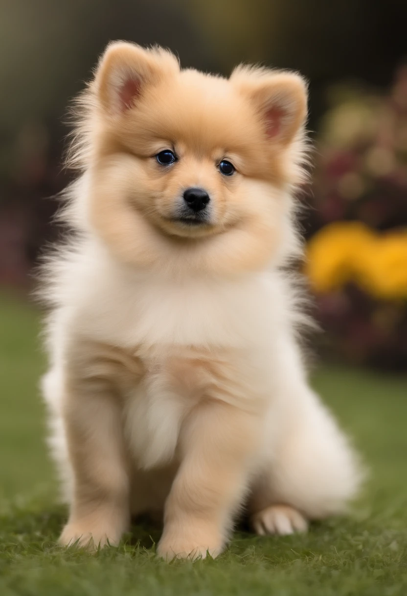 Create image of German spitz puppies cream color