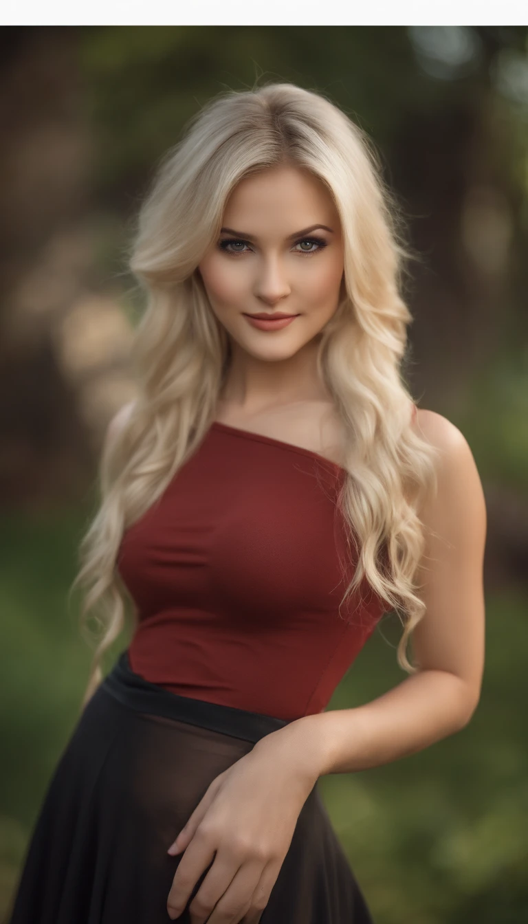 professional, (4k-photo:1.1) By (JeremyLipking:0.3), (Dietman Anna:0.3), (arian mark:0.3), (Sharp focus:1.3), High detail, Wearing (Low-top shirts:1.2), Beautiful detailed face, browneyes, Long blonde hair, (Attractive young woman:1.3), (Seductive:1.1), (Blushing:1.1), Hourglass body type, great circle, Wide buttock, blonde goddess, tight costume, tight attire, seductive grin smile, Pretty face, Perfect white haired girl, satisfied pose, cute seductive smile, beautiful blonde girl, Good young girl, Beautiful angle, Attractive pose, Cute girl, Sexy pose, gorgeous blonde, Full body picture, full bodyesbian, full body shot of, Wearing a black skirt and boots