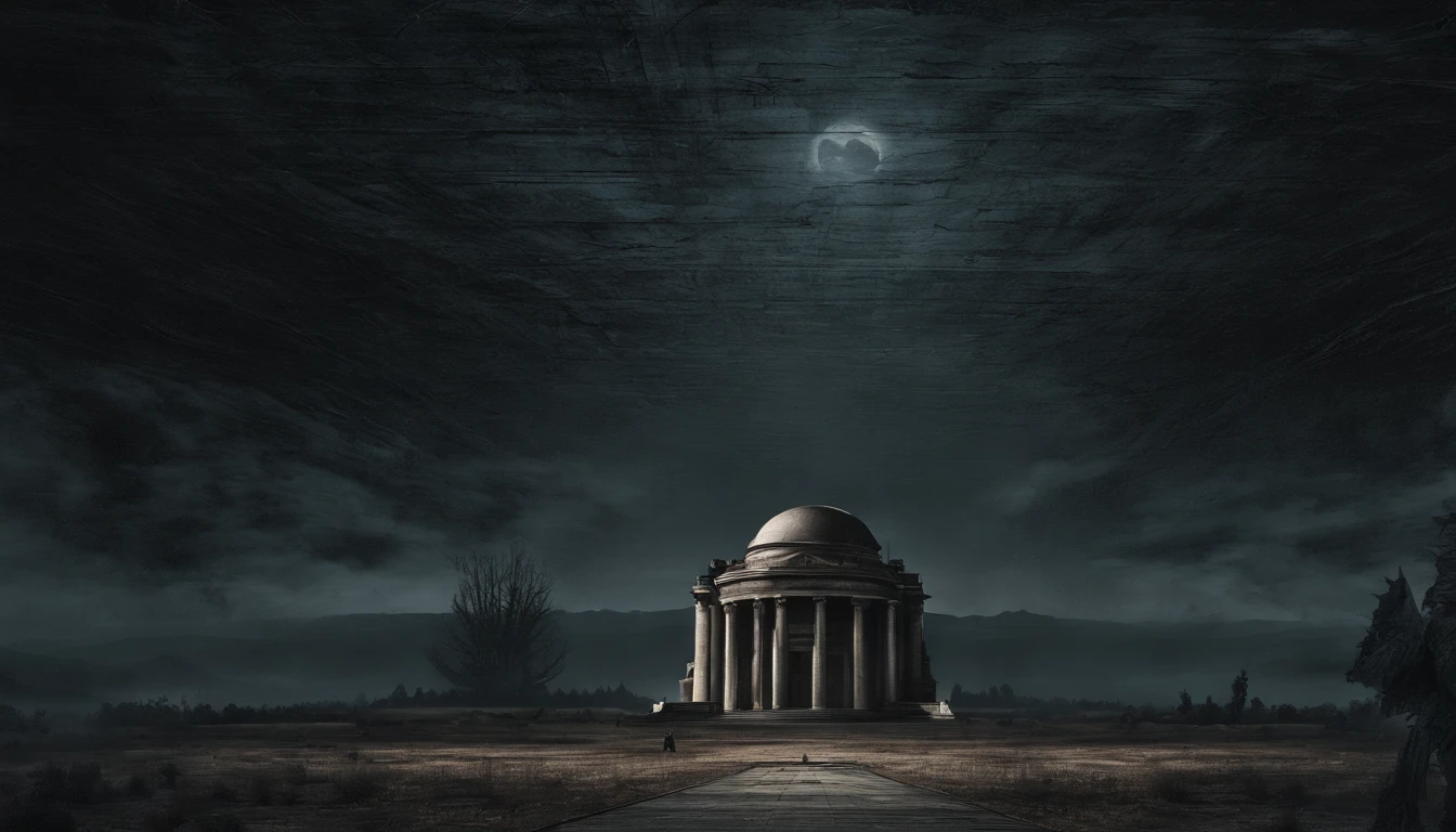 A man stands in front of the mausoleum complex，Gaze at the stars
