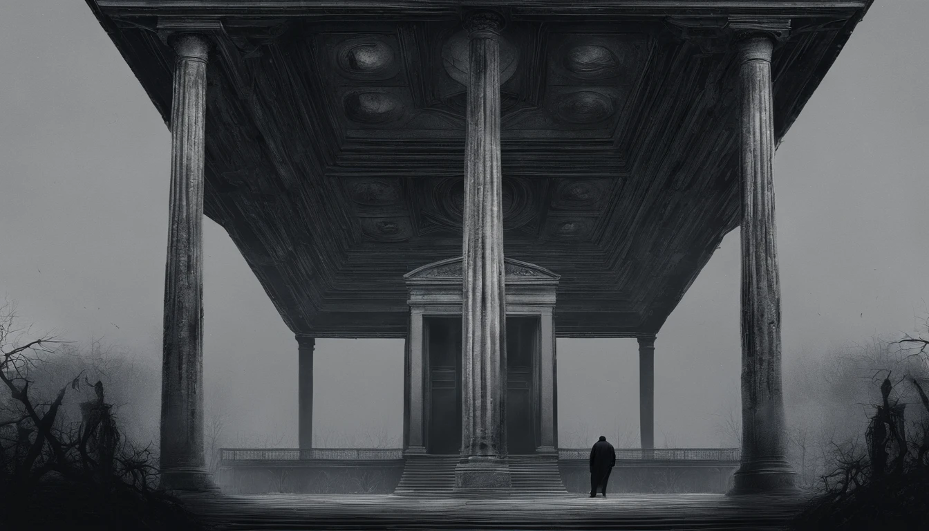 A man stands in front of the mausoleum complex,Gaze at the stars