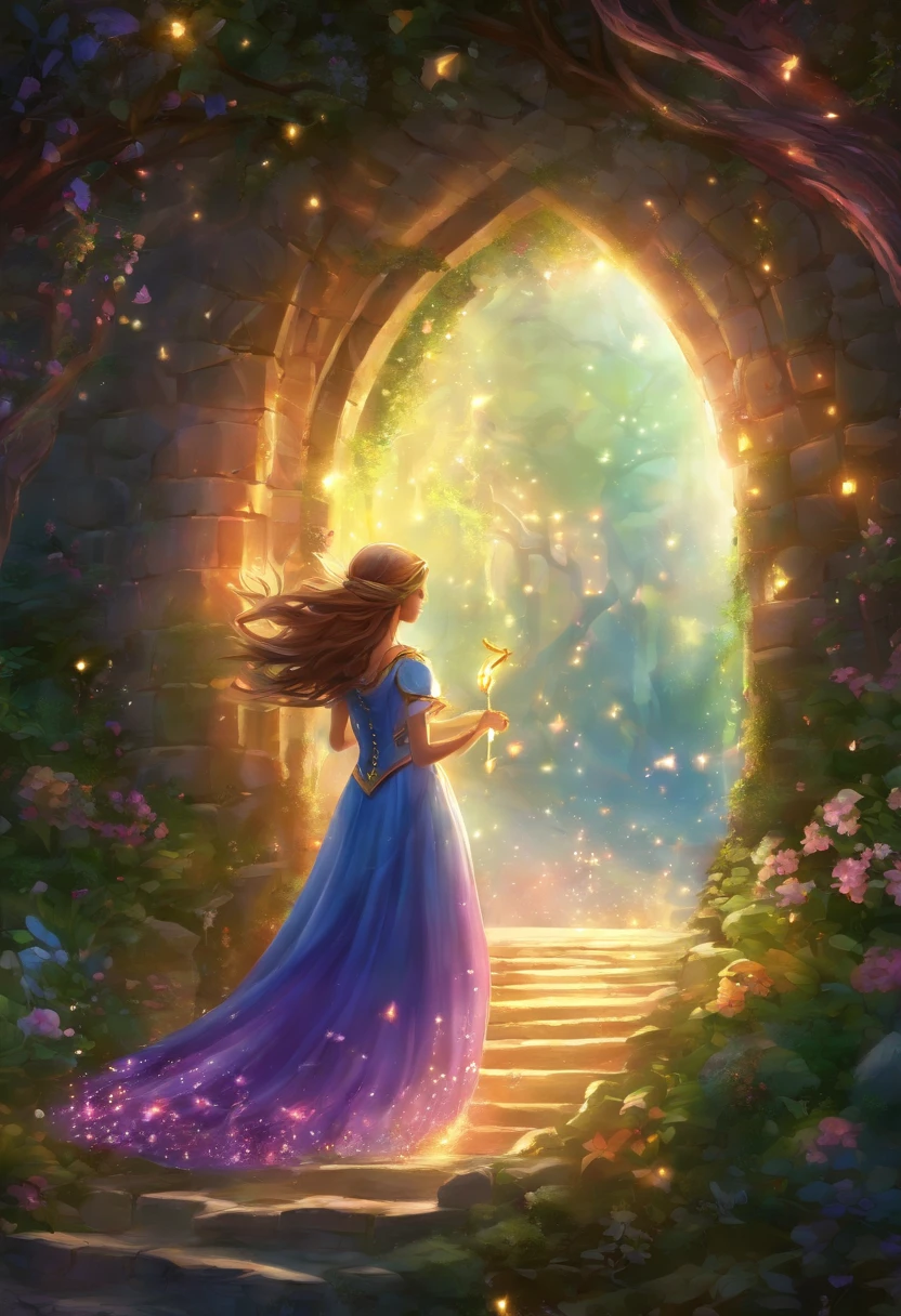 (a beautiful, enchanted door with a heart-shaped design, surrounded by glowing magical aura, opening into a fantastical realm full of wonder, mystery, and enchantment)(best quality,ultra-detailed,realistic:1.37),(vivid colors,bokeh,soft lighting:1.1),(concept art,illustration)(dreamlike,colorful,whimsical), (unusual,otherworldly,ethereal, magical atmosphere), (fairytale,portal,hidden passage), (lush greenery,flowers,plants,enchanted forest), (sparkling stars,magical lights,glowing orbs), (mysterious,curved staircase), (moss-covered stone walls,ancient runes),(fantasy creatures,unicorns,fairies),(mystical symbols,ancient sigils), (enchanted door knocker),(sparkling dust,suspended in the air), (giant key,ornate keyhole,unlocked with magic),(dazzling,star-filled sky),(peaceful,serene atmosphere),
(girl in a flowing dress,standing in awe in front of the door),(magical glow on her face,reflection in her eyes),(curiosity,wonder),(sense of adventure),(hair blowing gently in the breeze),(whispering of the wind),(sounds of nature all around),(delicate melodies,tinkling music),(feeling of joy,warmth, and happiness),(feeling of stepping into a new world),(magic flowing through the air),(sense of infinite possibilities),(painting,imagination,beauty),(strive for excellence and pursue dreams),(embrace the unknown),(heart-shaped design,love),(secrets,discoveries),(bravery,courage),(hope,unexpected surprises),(embrace the journey,create your own destiny).