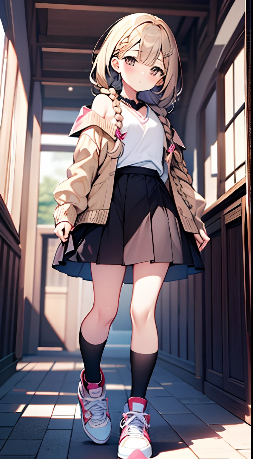 (incredibly absurdres absolutely resolution: 1.5), Best Quality, Masterpiece, Ultra High Definition, 8k, (Multiple Girls), (Pale Cardigan, Sneakers, Skirt) BREAK Shoujo Manga Style, (Loli), Soft Line Art, Digital Enhancement, Shojo Manga Touch, Shoujo Manga Core, ( Hair length to the shoulders))), (((short braid))), entangle, beautiful and aesthetic: 1.5, High quality: 1.3