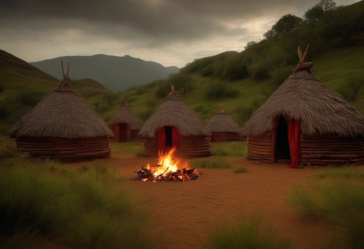 The huts of the Drevlians tribe were burned.