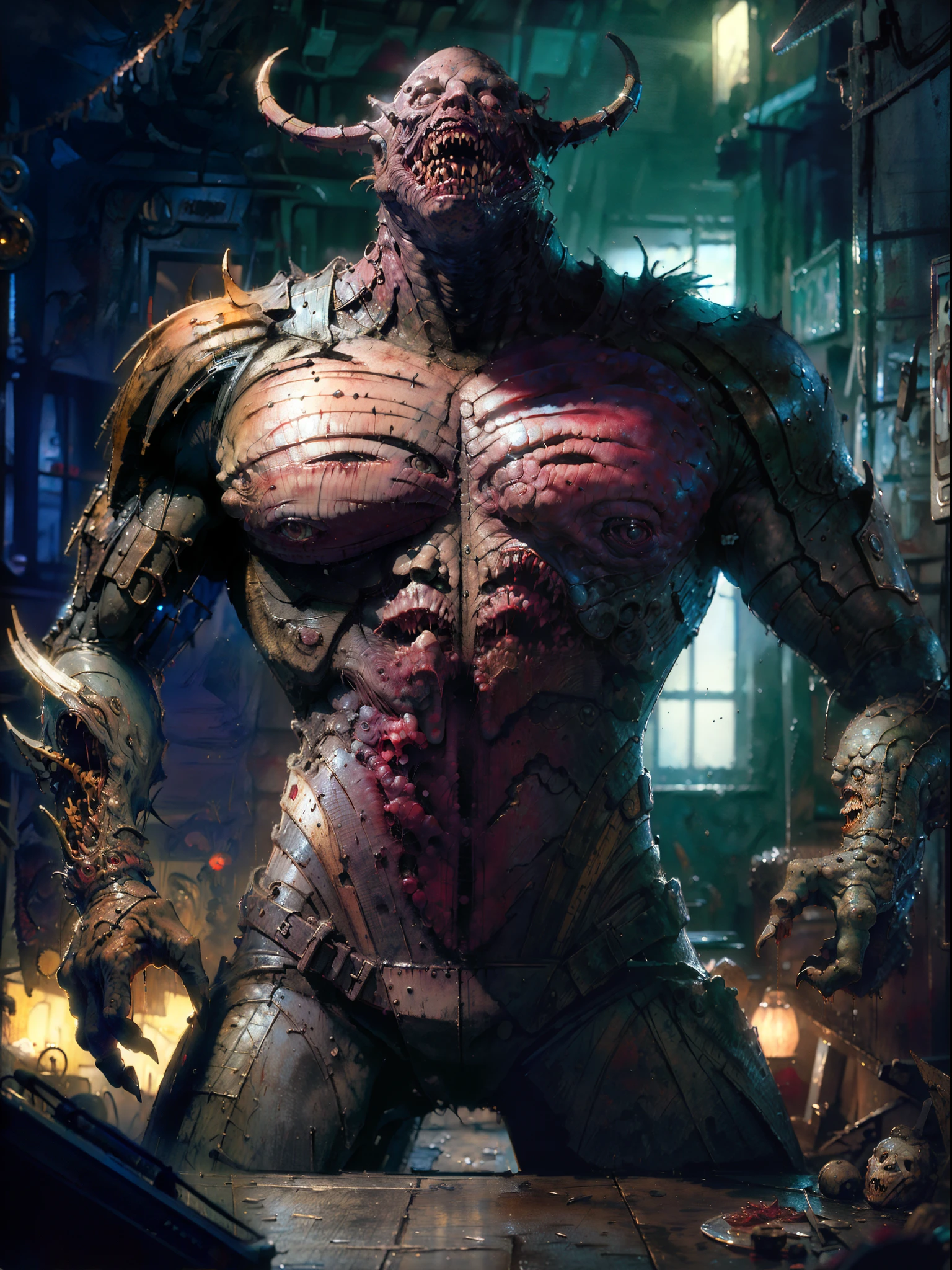Masterpiece, Best quality, (Very detailed CG unified 8k wallpaper), (Best quality), (Best Illustration), (Best shadow), (Stable diffusion model), Terrifying monsters,ugliness,nausea,Original work