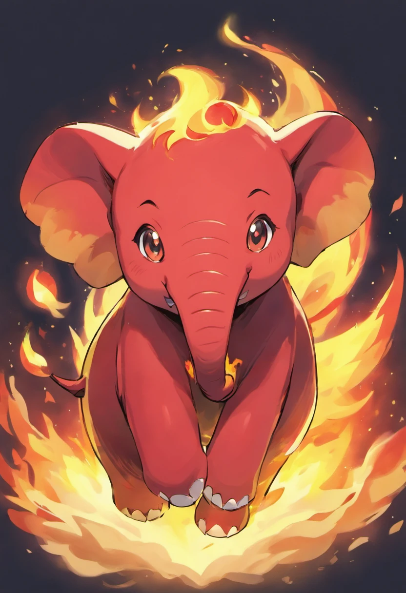 a red fire elephant