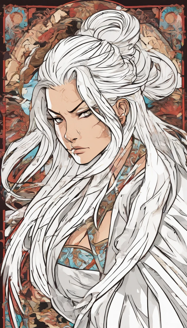 (White background:1.4),(Silhouette of a girl's head, Eyes closed, colorfull long hair, Oriental elements),(Chinese illustration:1.3,paper art:1.3, Quilted paper art:1.2),( reasonable design, Clear lines, High sharpness,Best quality, Very detailed, Masterpiece, movie light effect, 4K ) ,Brown eyes