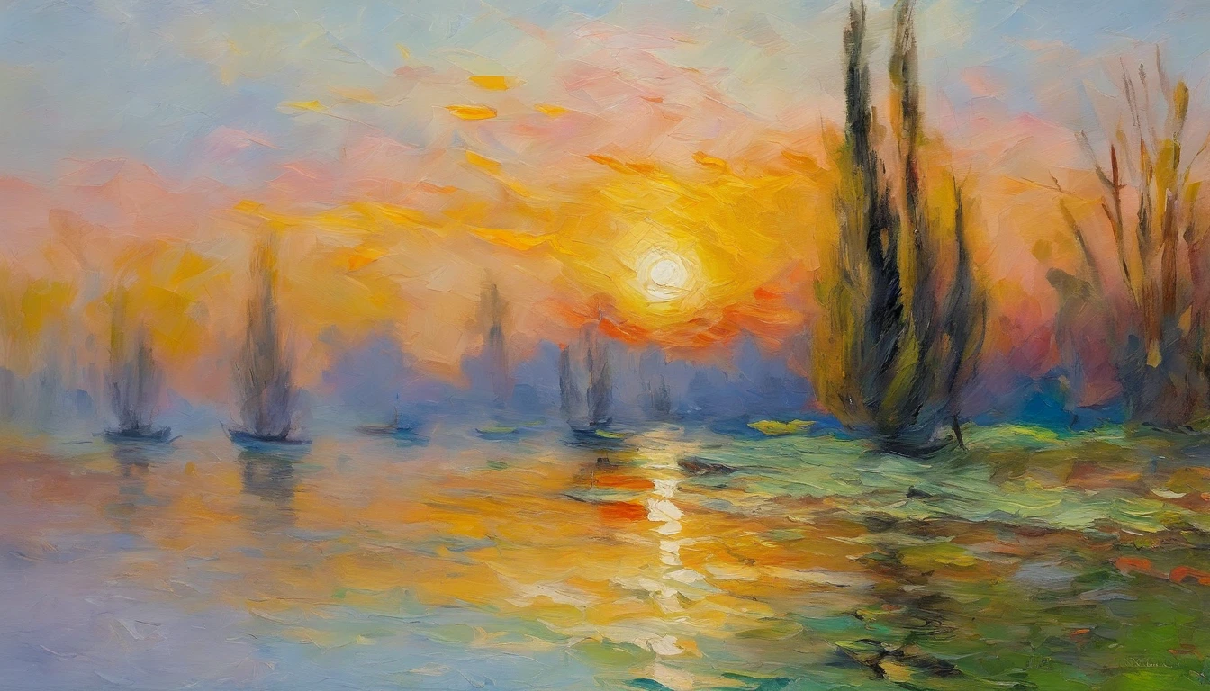 masterpiece、top-quality、Impresionismo,Paintings by professional painters,Claude Monet,Hinageshi Field,colourfull