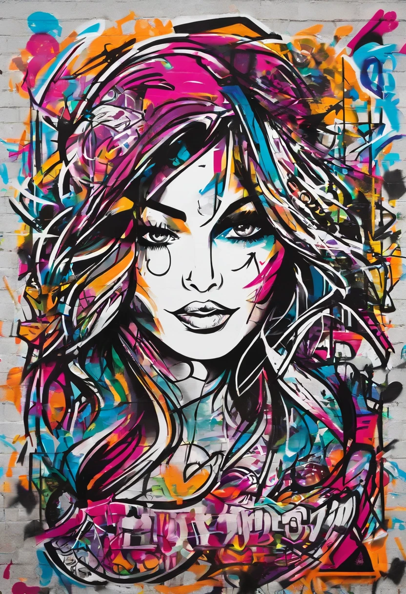 Prompt: grafity, rosto de mulher, imagem completa, High resolution high contrast