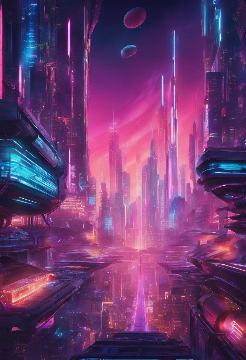 A futuristic city with neon lights and futuristic buildings - SeaArt AI