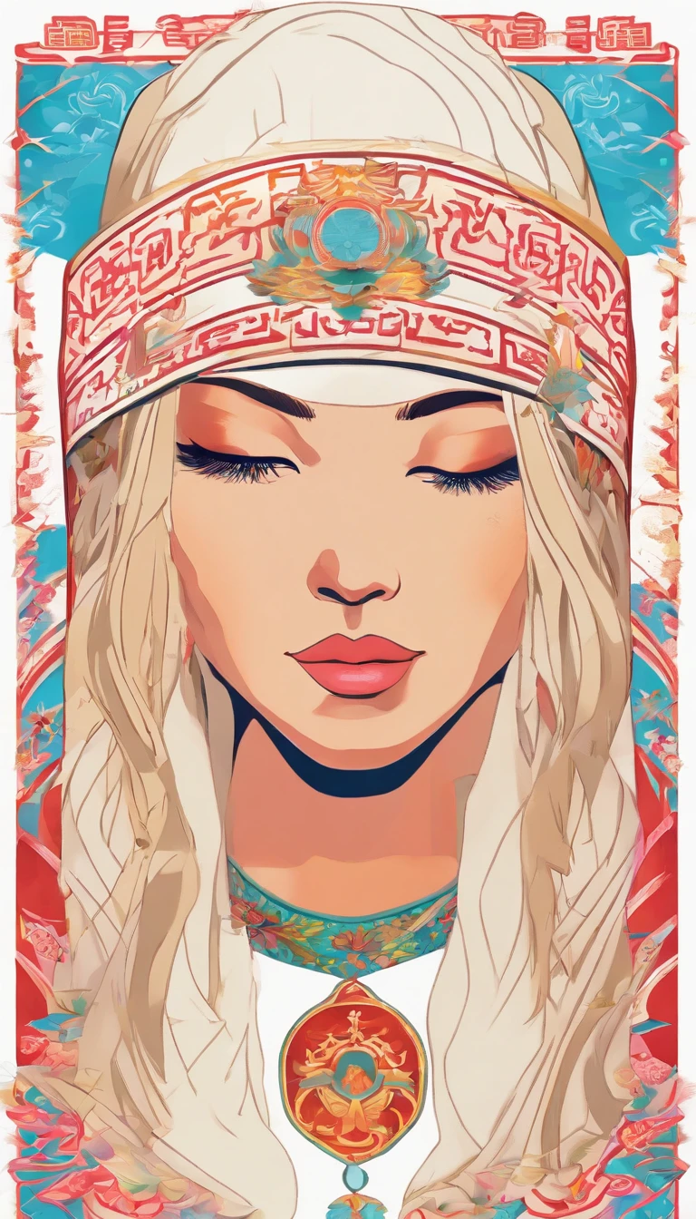 (White background:1.4),(Silhouette of a girl's head, Eyes closed, colorfull long hair, Oriental elements),(Chinese illustration:1.3,paper art:1.3, Quilted paper art:1.2),( reasonable design, Clear lines, High sharpness,Best quality, Very detailed, Masterpiece, movie light effect, 4K ) ,Brown eyes