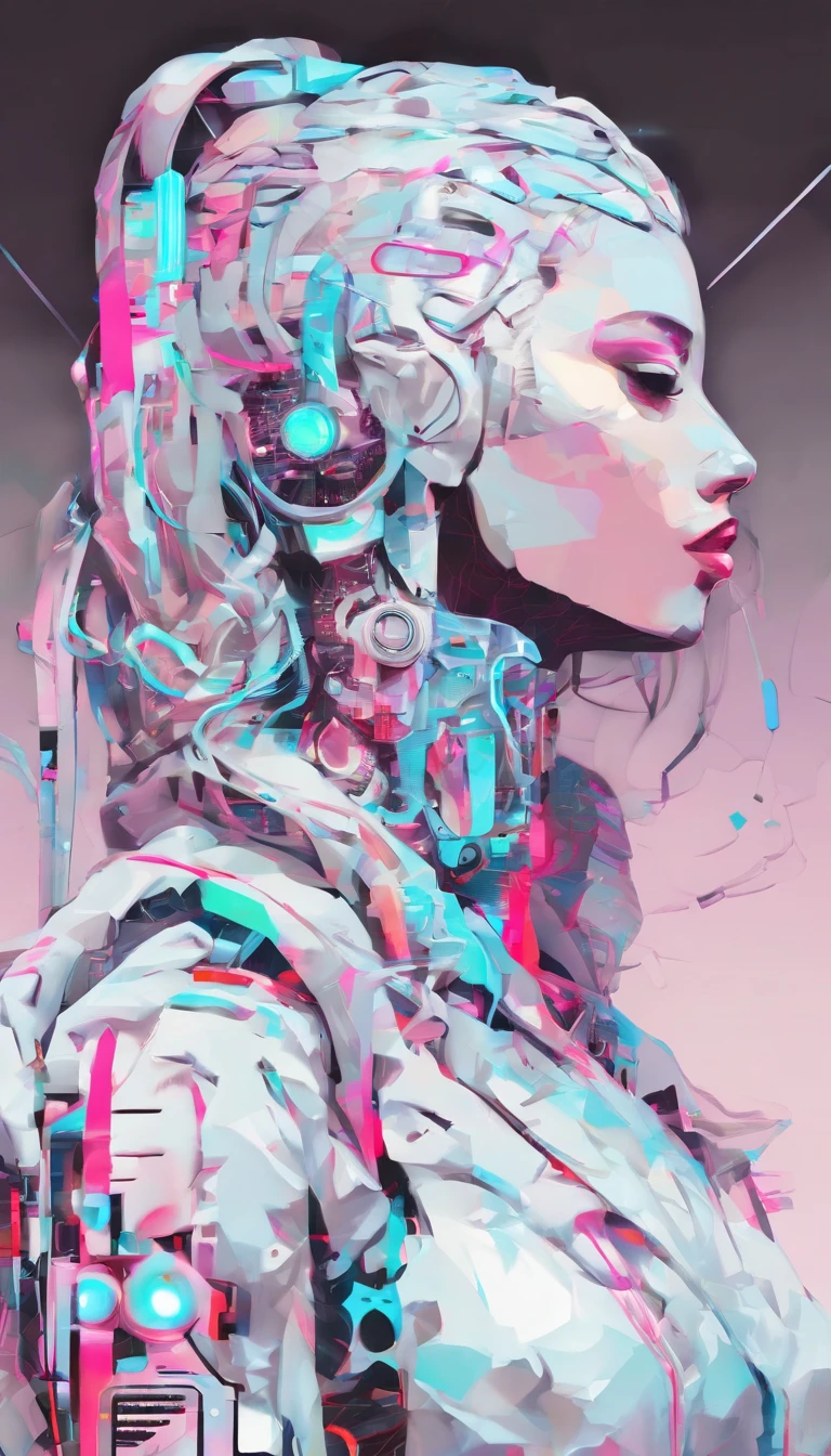 (White background:1.4),(Silhouette of a girl's head, Eyes closed, colorfull long hair, Oriental elements)，(Chinese illustration:1.3，paper art:1.3, Quilted paper art:1.2),( reasonable design, Clear lines, High sharpness,Best quality, Very detailed, Masterpiece, movie light effect, 4K ) ,Brown eyes