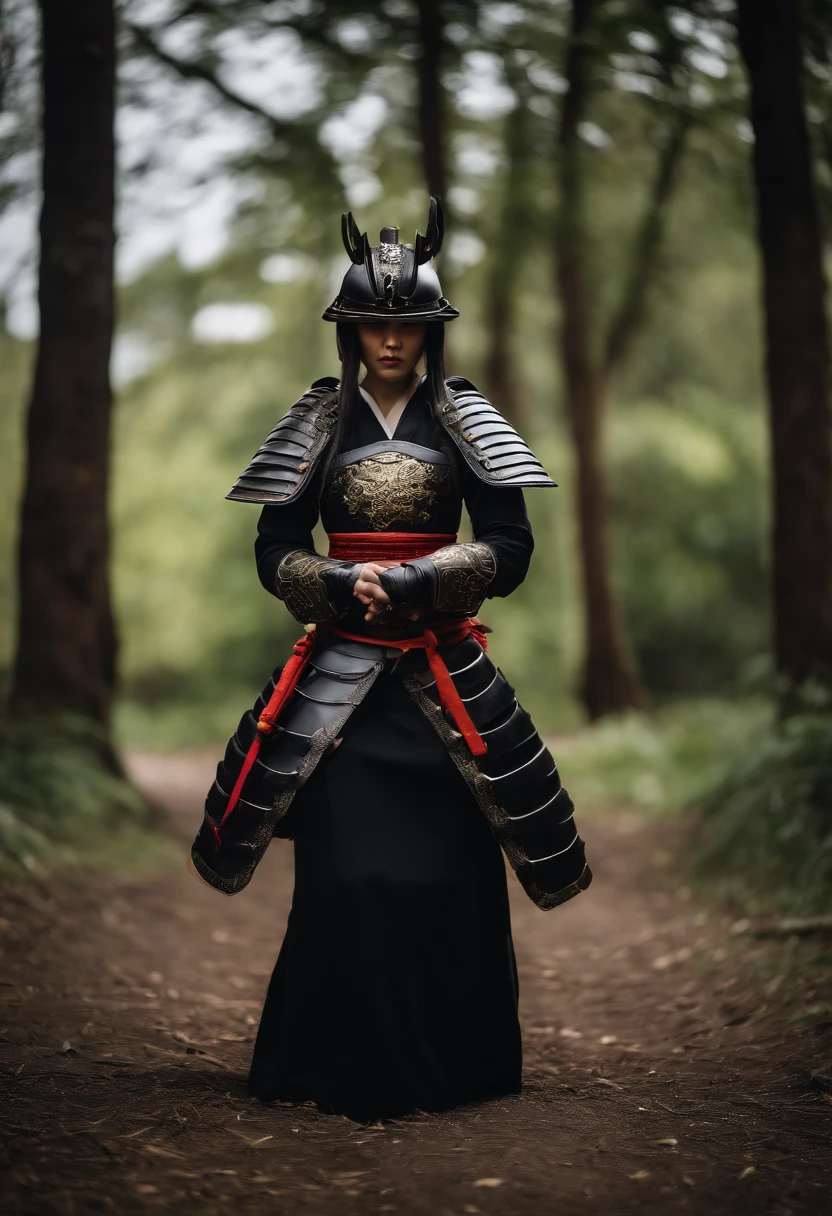 Samurai Helmet　Women's Cosplay　Black leather gloves