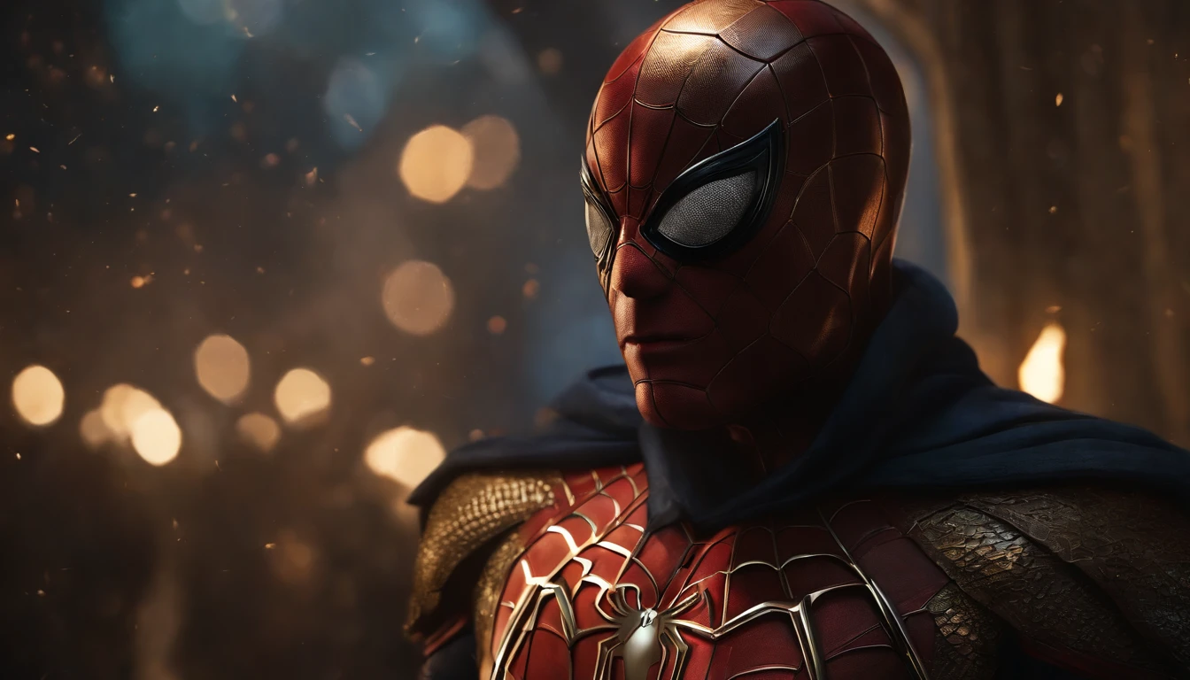(melhor qualidade),(master part),(ultra detalhado),(4k resolution),(extremamente detalhado),Pintura expressionista abstrata "Hyperion", Cosmic Spider-Man, Tarot card, trending on ArtStation, pintura digital, retrato da arte do conceito do personagem, assustador
