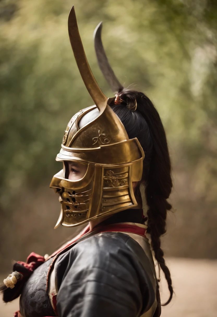 Samurai Helmet Women's Cosplay Black leather gloves mask