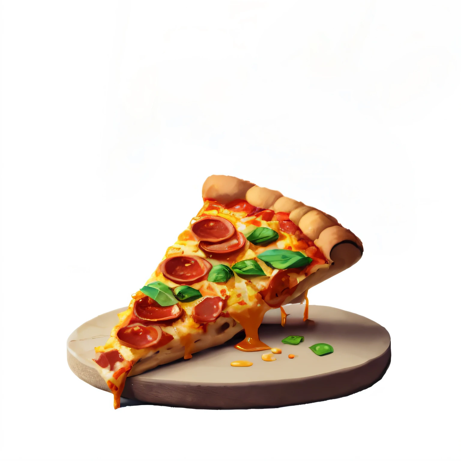 there is a slice of pizza with pepperoni and basil on it, presenting pizza, pizza advert, emergence of the pizza rat, pizza, 🥥 🍕 hybrid, cheese and pepperoni, eating pizza, pizza!, holding up a pizza, eating a pizza, food commercial 4 k, pepperoni, pizza is everywhere, holding pizza, munching pizza, sharing a pizza, blue pizza backgorund