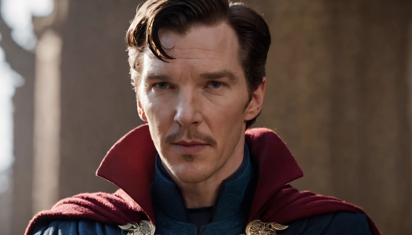 Benedict Cumberbatch is Doctor Strange on a crown and a crown on his head, Doctor Strange as the new King of Great Britain, Doutor Estranho vestindo um manto real, com cetro e coroa, Doutor Estranho usando uma coroa e terno, Deus salve a rainha!!!, vestindo vestes reais vermelhas douradas, monarquia, vestindo longo manto real, realeza enfeitada e incrustada