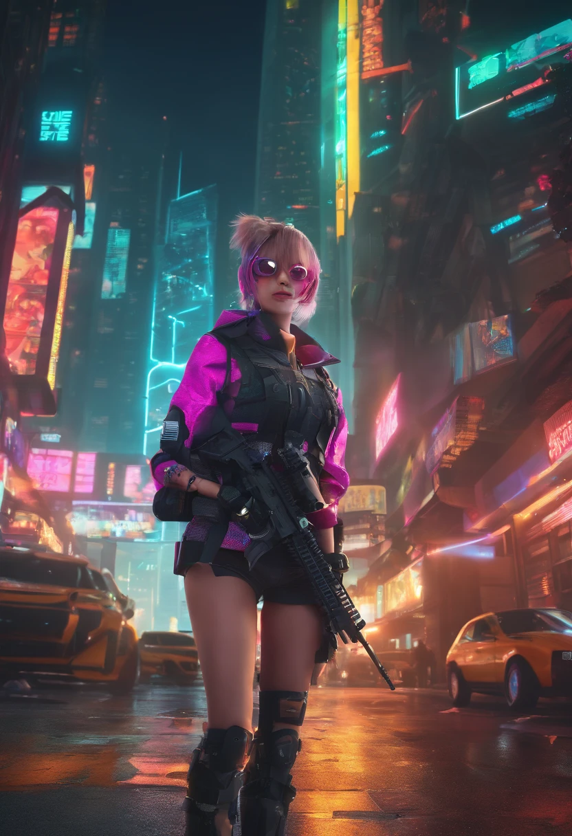 ((High quality)), ((masutepiece)), 8K, 2girls, bulletproof vest, llight rays, Highly detailed CG Unity 8K wallpaper, Game CG, Looking at Viewer, gloves, long boots, Full body, Watch, a computer, Mask, drone, holding weapon, headphones, Jacket, (Background Destruction City , explosions , Smoke
