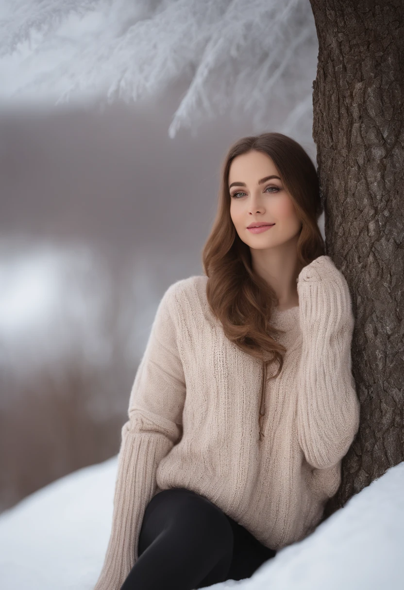 Winters，snow landscape，Beautiful teenage girl，lacepantyhose，Random color，long sweater，depth of fields，Real light，Ray traching，OC renderer，UE5 renderer，Hyper-realistic，best qualtiy，8K, Works of masters，super-fine，Detailed pubic hair，Correct anatomy