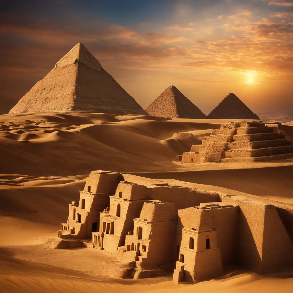 Piramides de egipto cuando recien las terminaron de construir.realista