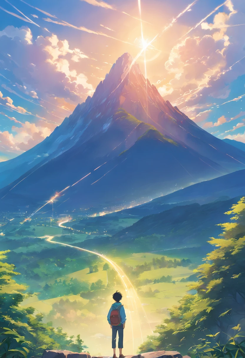 A young man, bst life, empowerment, driven, mountain, blue skies.