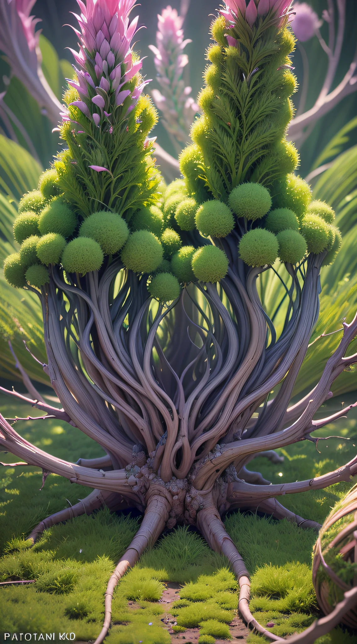 (best quality,4k,8k,highres,masterpiece:1.2),ultra-detailed,(realistic,photorealistic,photo-realistic:1.37),plant shaped like a brain,fractal,fibonacci,complex and symmetrical on both sides,moss-covered,emerald green,gradient colors,soft lighting,crystal-like textures,abstract surrealism,vibrant colors,sharp focus,mesmerizing patterns,detailed plant veins,ethereal atmosphere