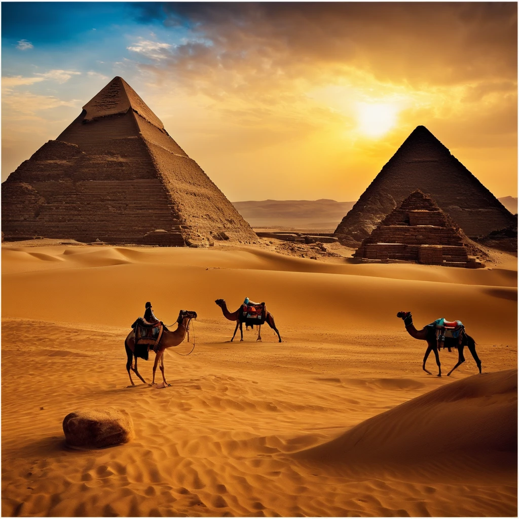 Piramides de egipto cuando recien las terminaron de construir.realista