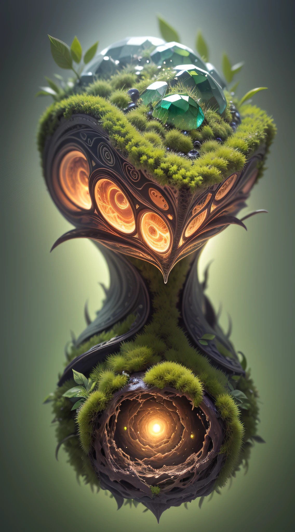 (Best Quality,4K,8K,hight resolution,masutepiece:1.2),Ultra-detailed,(Realistic,Photorealistic,Photorealsitic:1.37),Brain-shaped plant,fractral,Fibonacci,Complex and symmetrical on both sides,moss covered,emerald green,Gradient Color,Soft lighting,Crystal-like texture,Abstract Surrealism,Vibrant colors,Sharp Focus,Captivating patterns,Detailed vein,Ethereal Atmosphere