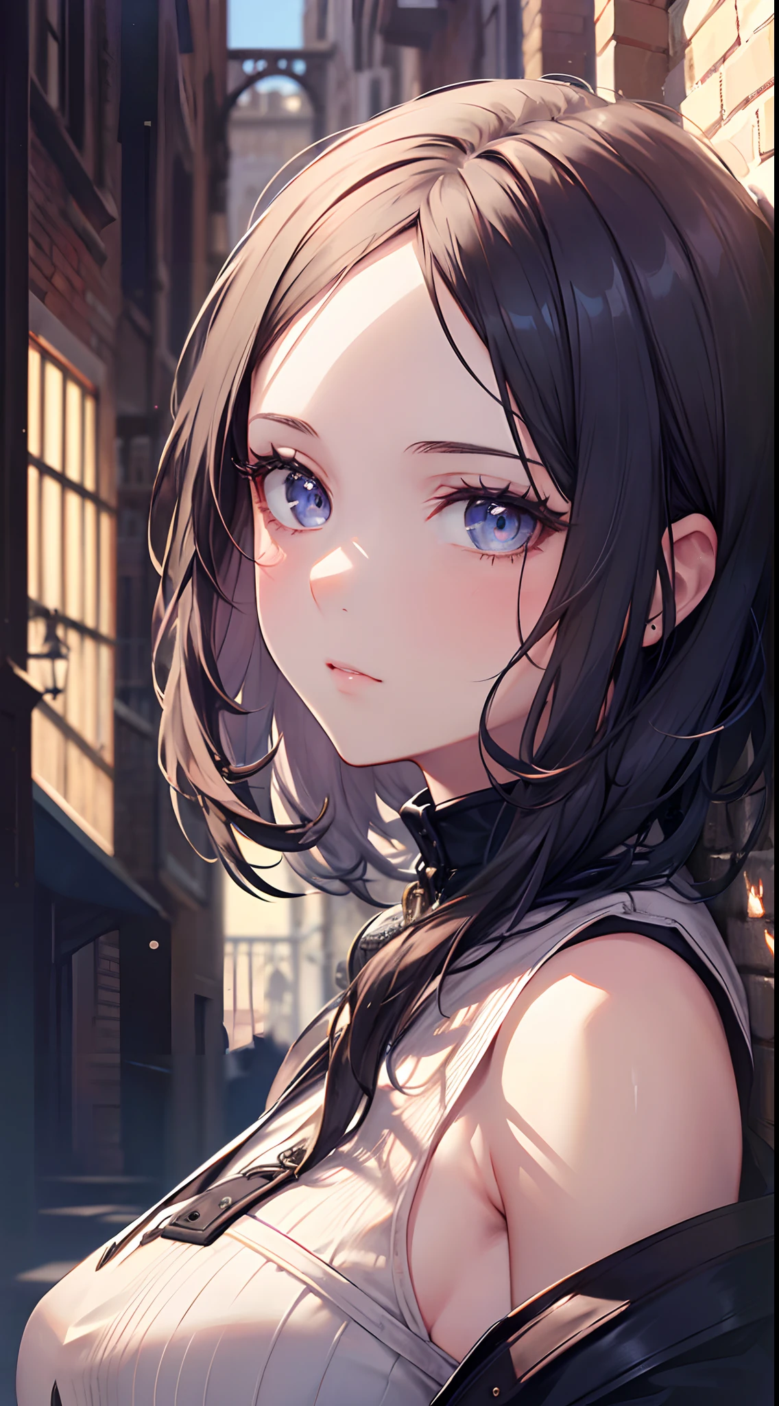 Portrait of a beautiful girl who respects Greto Fukasaki、Delicate、detaileds、​masterpiece、Real Stick、3D background、Backgrounds with depth、Realistically exaggerate changes in material texture、Exaggeration of gloss、The best transcendental virtuosity