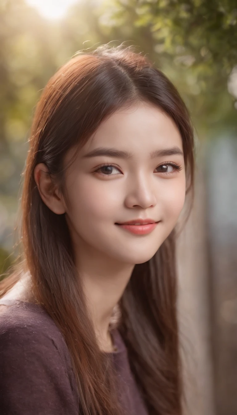 female high-school student、selfee、Best image quality and ultra-high resolution、Images become more realistic (Realism: 1.4), make the face blush, Cute, the details show the face smile,