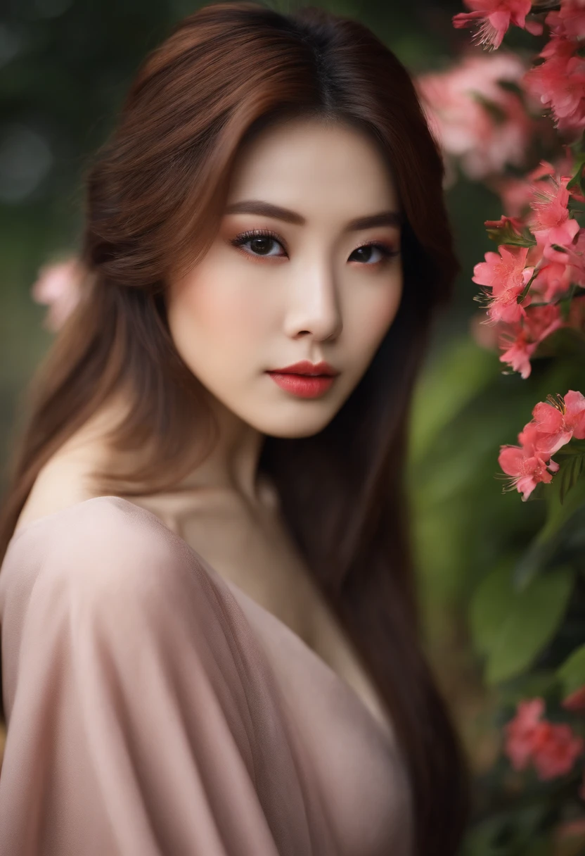 Japan Beauty Semi Long Brown Hair