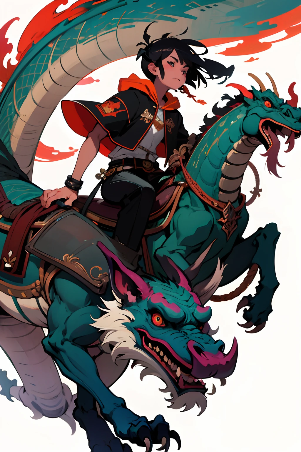 Knight riding dragon monster，Fierce and weird，Evil fear