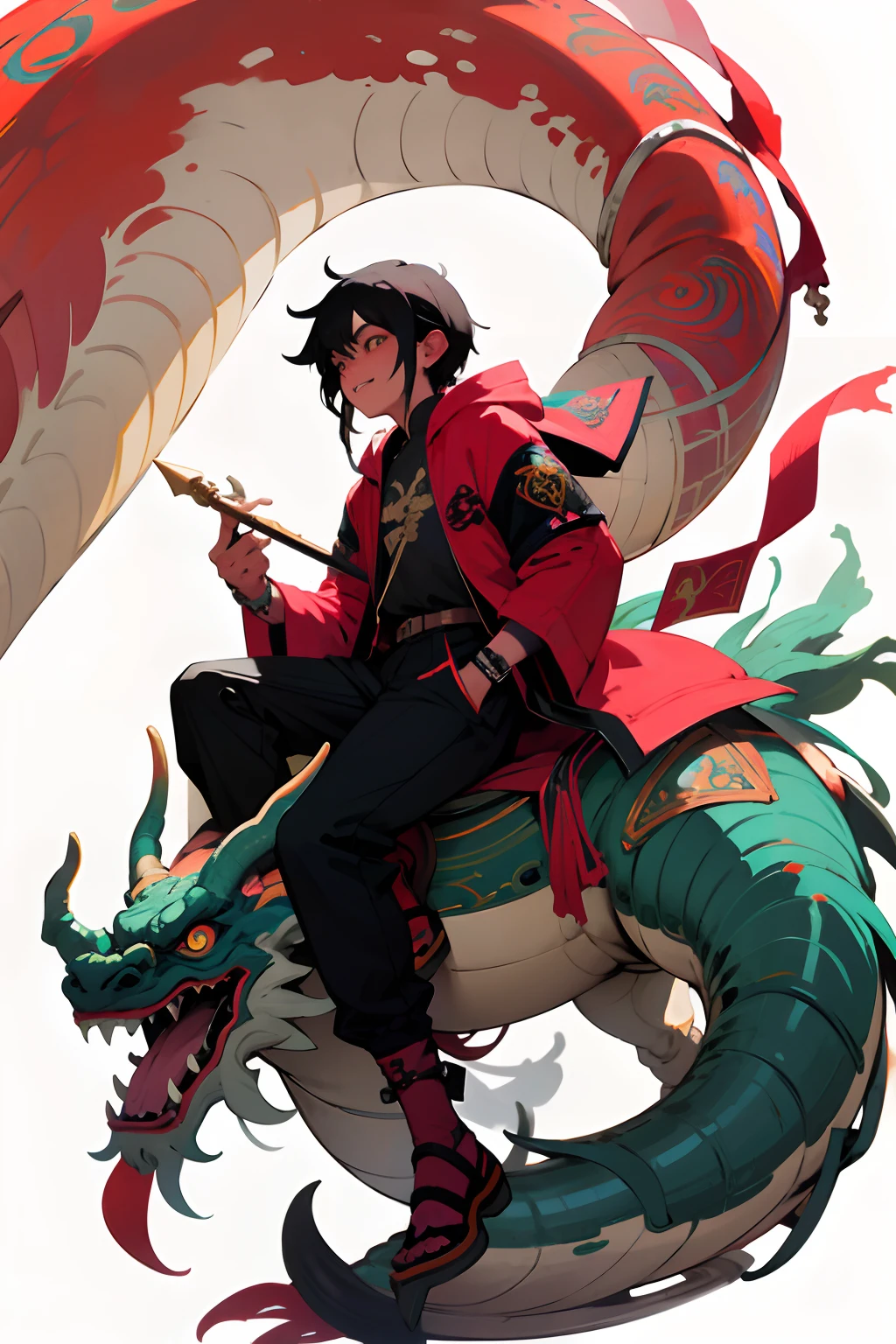 Knight riding dragon monster，Fierce and weird，Evil fear