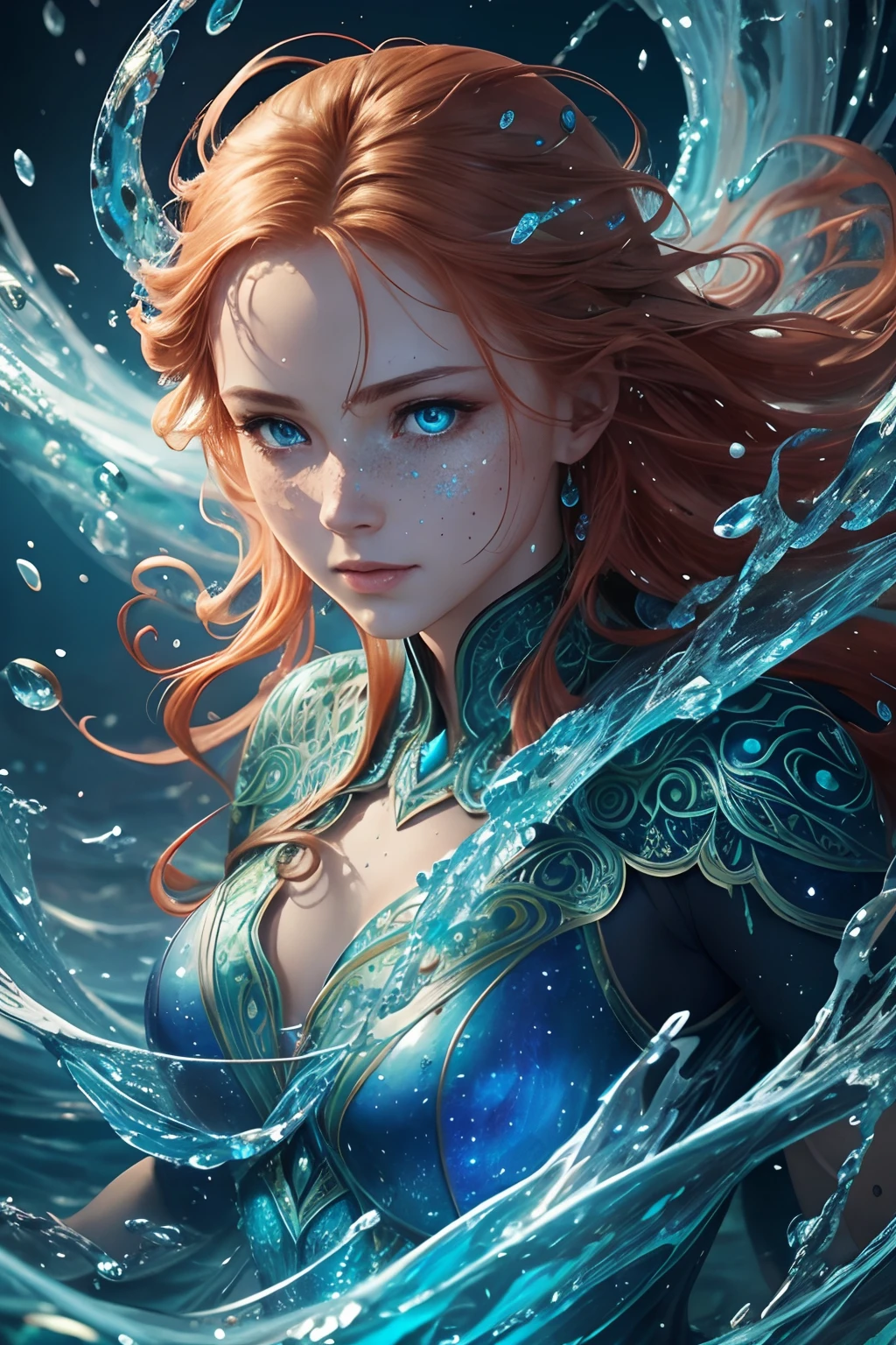 background,Cinema lenses,Water particle effects,(1girl:1.5),wave*_swirling_around_the_character,firestorm,Electromagnetic water droplets,Hypercupolae,Hypercupolae,closeup cleavage,Light Painting,Bioluminescence, Electrochemiluminescence, insanely detailed and intricate, hypermaximalist, elegant, ornate, hyper realistic, super detailed