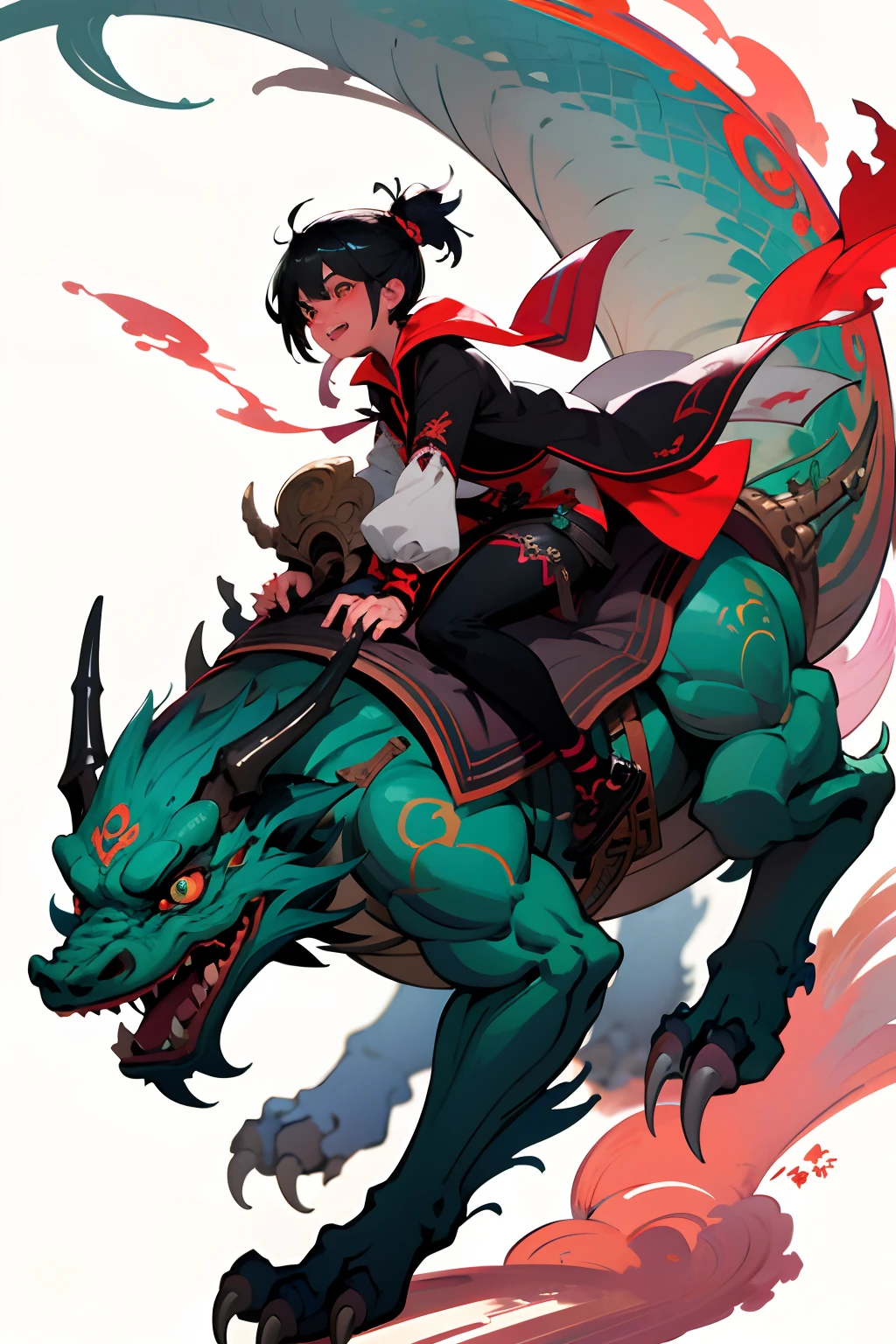 Knight riding dragon monster，Fierce and weird，Evil fear