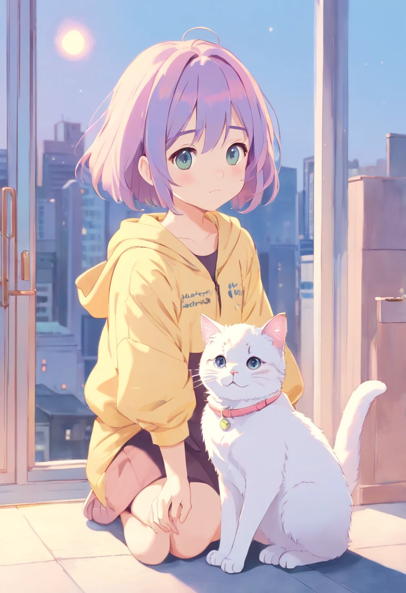 cat, fullbody,1 girl,
(pastel color:1.5),(cute illustration:1.5),(watercolor:1.2),white back ground,
