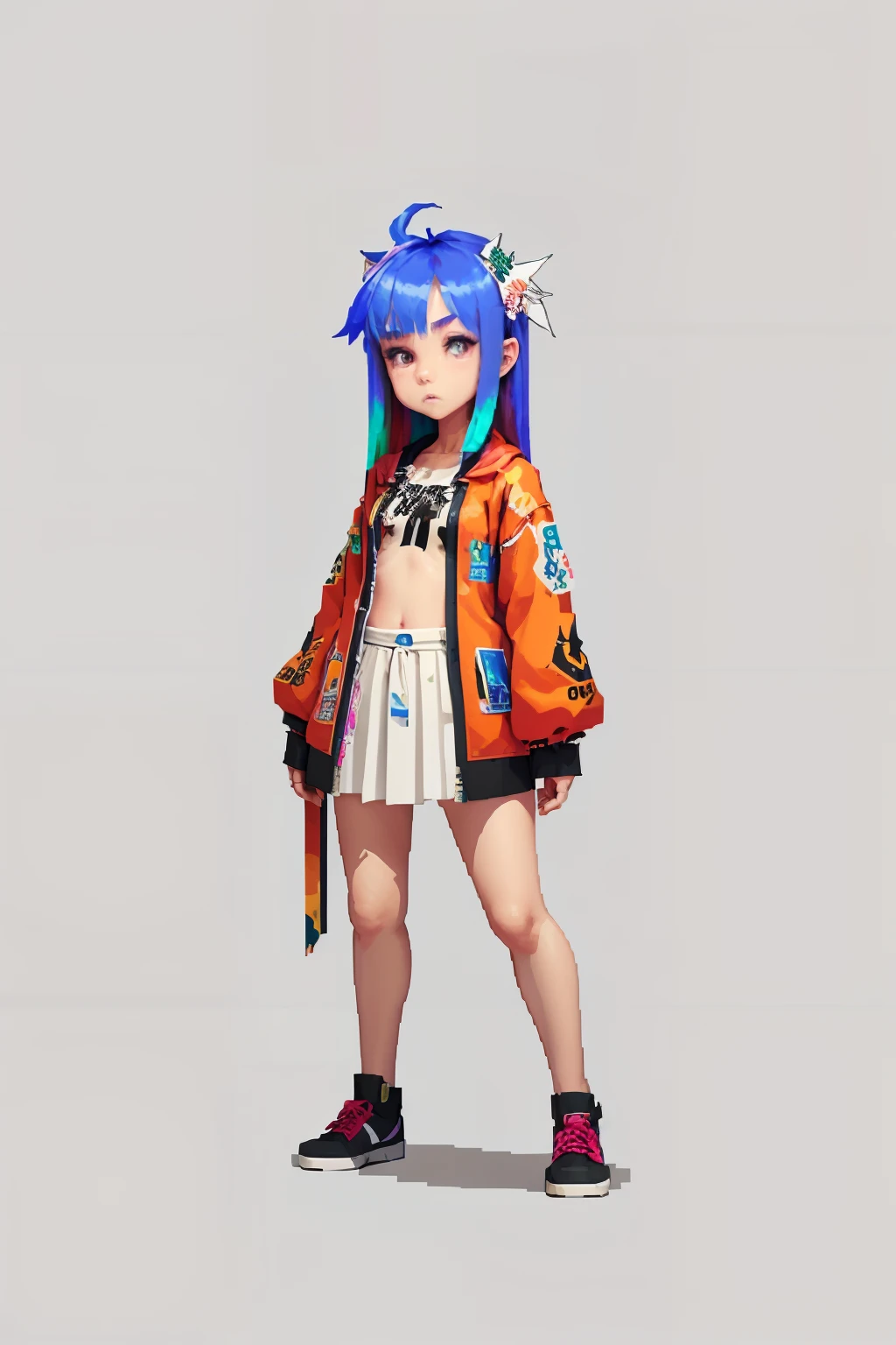 (master-piece, top-quality, beste-Qualit), pixel, pixel art, 1girls, full,Wear torn clothes...,Rainbow hair