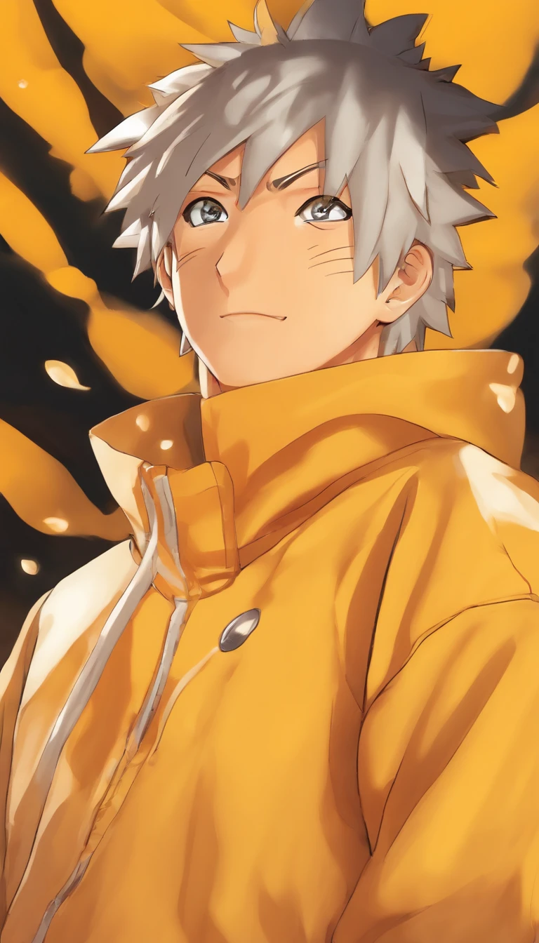 (best quality, masterpiece) high resolution illustration of naruto, yellow, syrup, oversized sweater, comfy, cozy, close-up shot, detailed texture, delicious aroma, flavorful sensation, warm and appetizing,