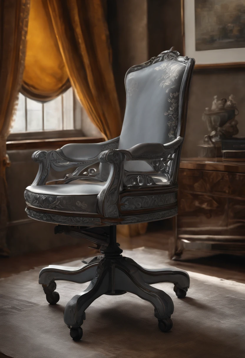 Ergonomic chair,hand painted style,a sketch,greys,Lateral face