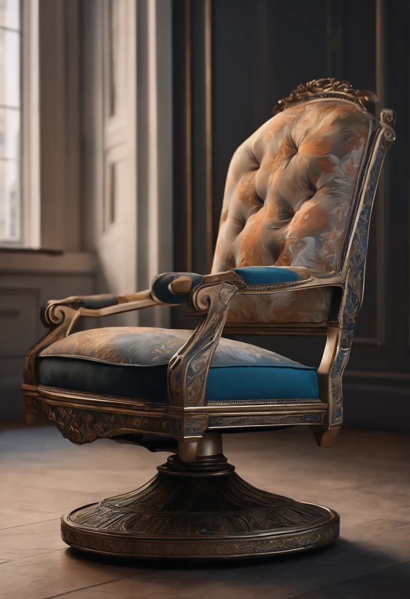 Ergonomic chair,hand painted style,a sketch,greys,Lateral face