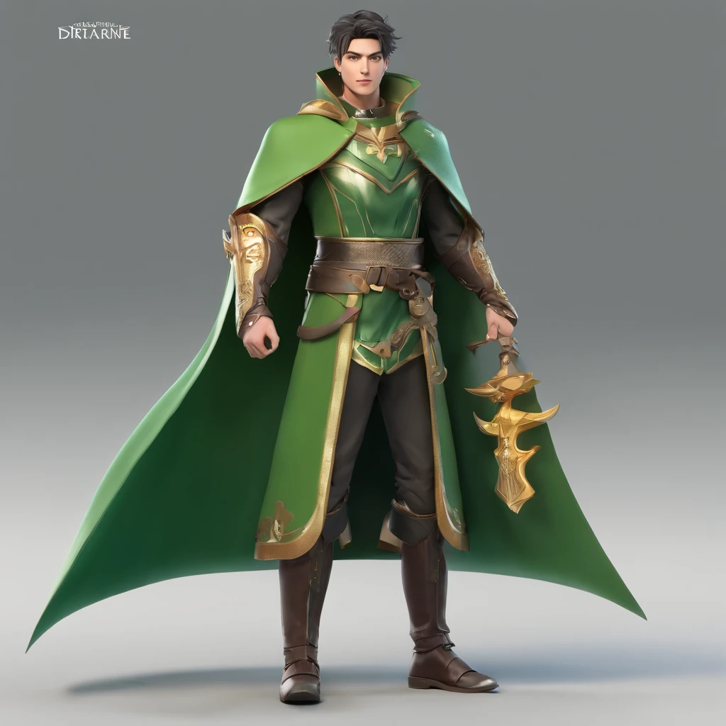 anime - style image of a man dressed in a green cape and a green cape, casimir art, beautiful androgynous prince, handsome guy in demon slayer art, picture of a male cleric, official character illustration, delicate androgynous prince, inspired in kris from deltarrune, official art, official character art, dressed like a cleric