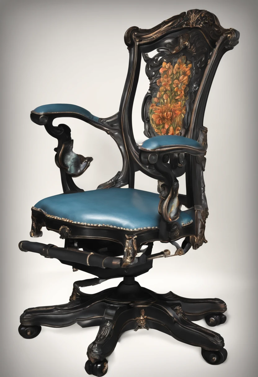 Ergonomic chair,handpainted,a sketch,greys,Lateral face