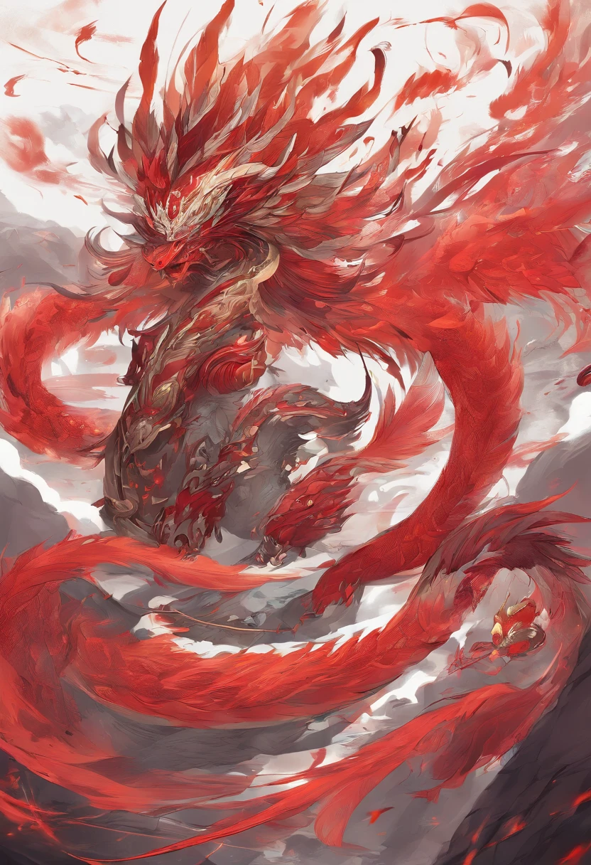China-style,Chinese mythology,firebird,tosen,Ferocious,gargantuan,The eyes glow red,Covered in flames,surrounded by cloud,中景 the scene is,Full body like, highly detailed surreal vfx,oc rendered, - AR 16:9 --q 2 --s 1000