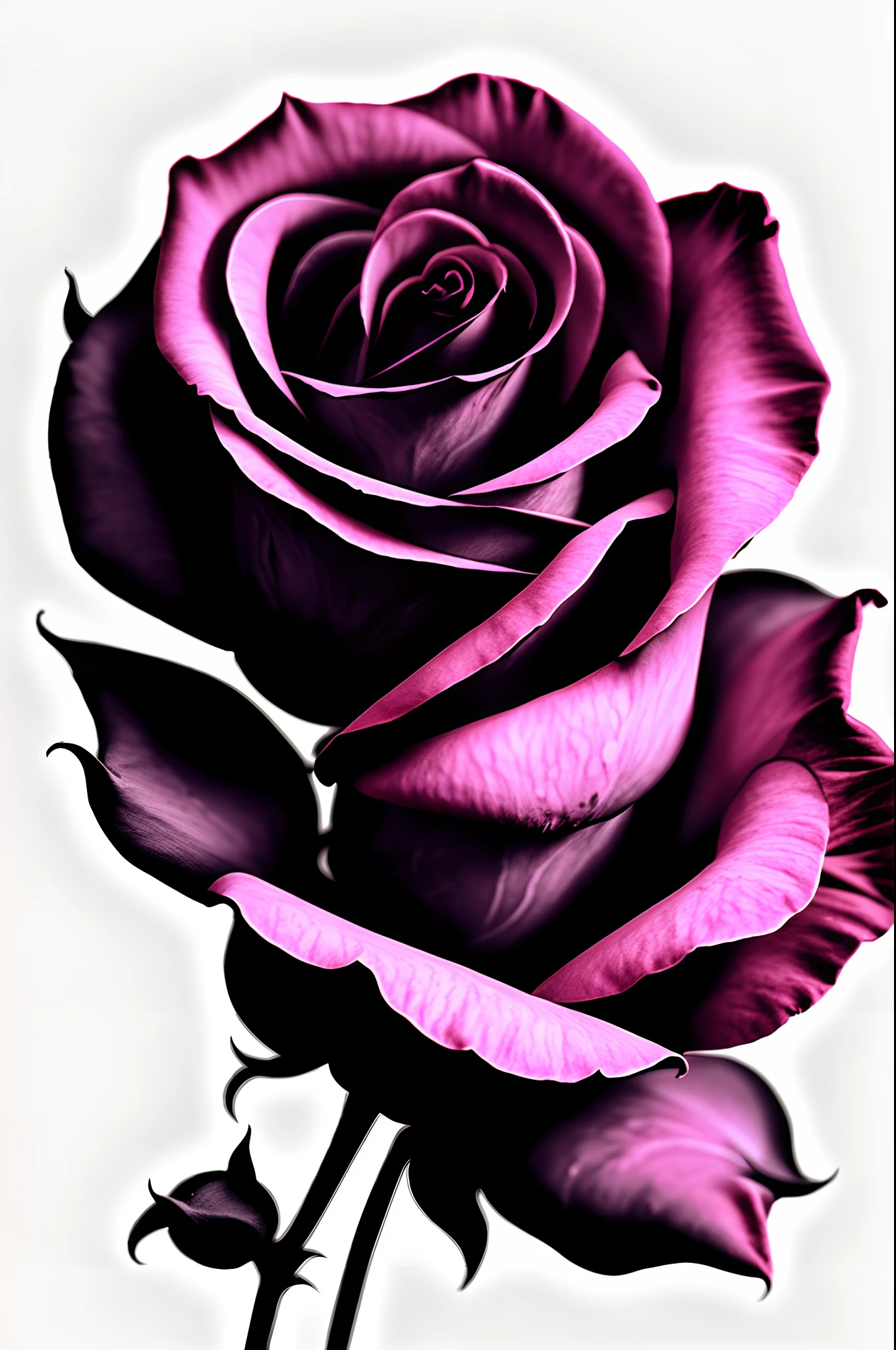 Sketch of a rose, crisp lines, black and white, realistic, white background, —ar 2:3