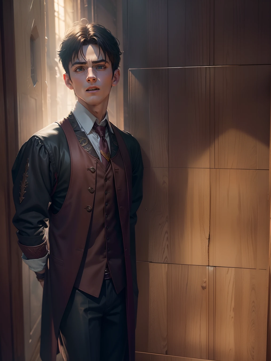 historical setting magic store inside, front view, harry potter, DIAGON ALLEY, showcase tured, maximum detail, peltate plate, no people, Highest quality, masterpiece anime boy