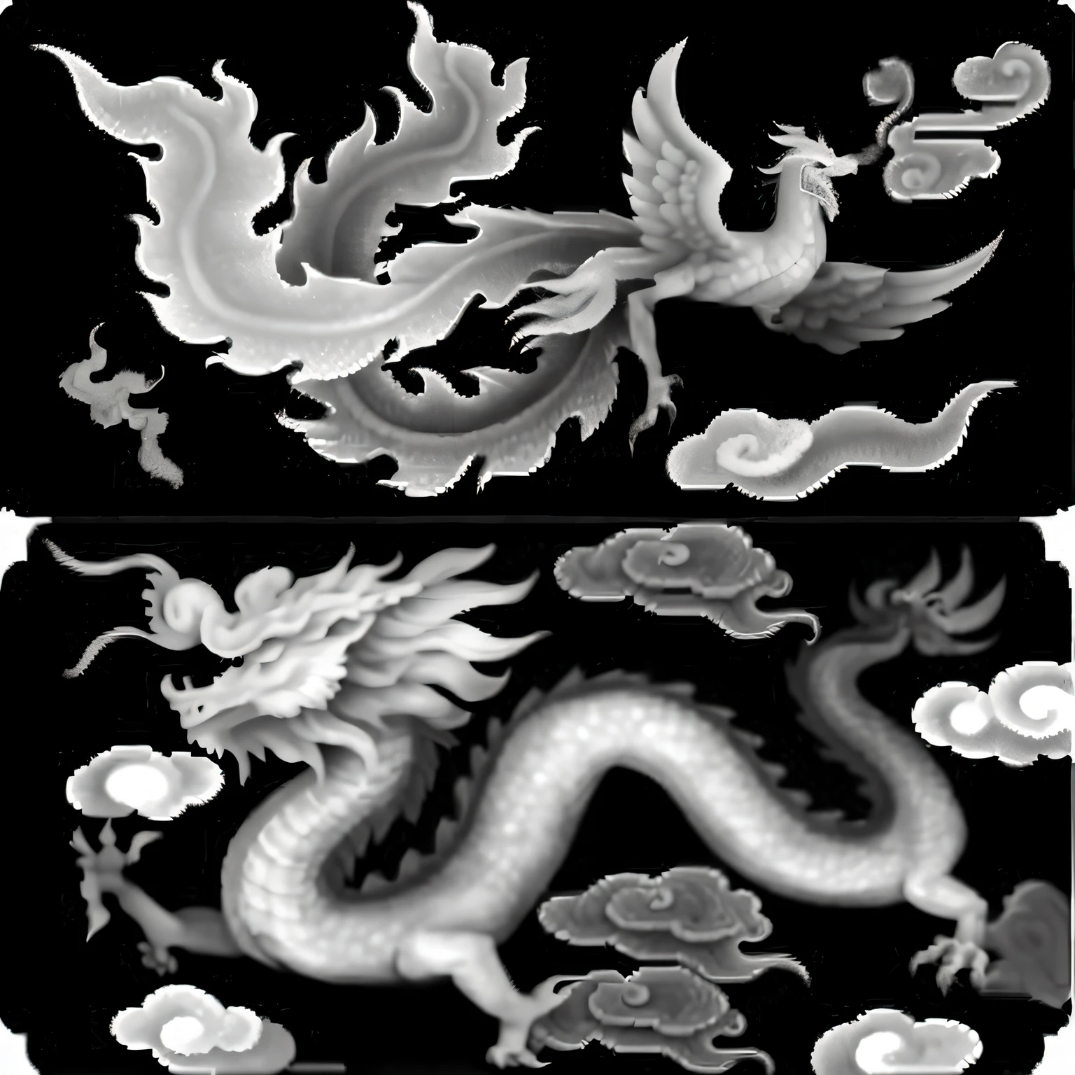 Chinese dragon and phoenix