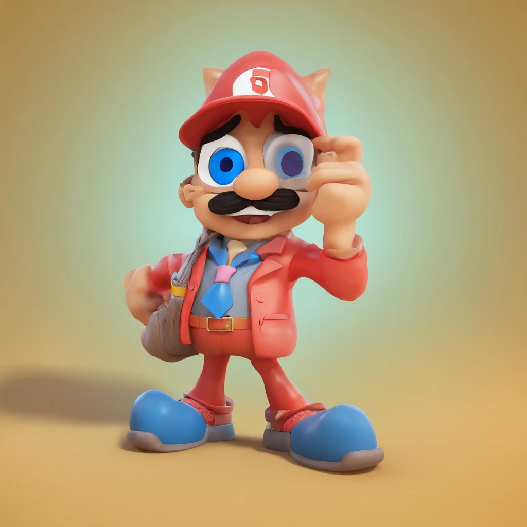 desenho de um homem pequeno, baixinho, em estilo cartoon, children's drawing, estilo looney toons, personagem em desenho animado, humorous, bigode fino