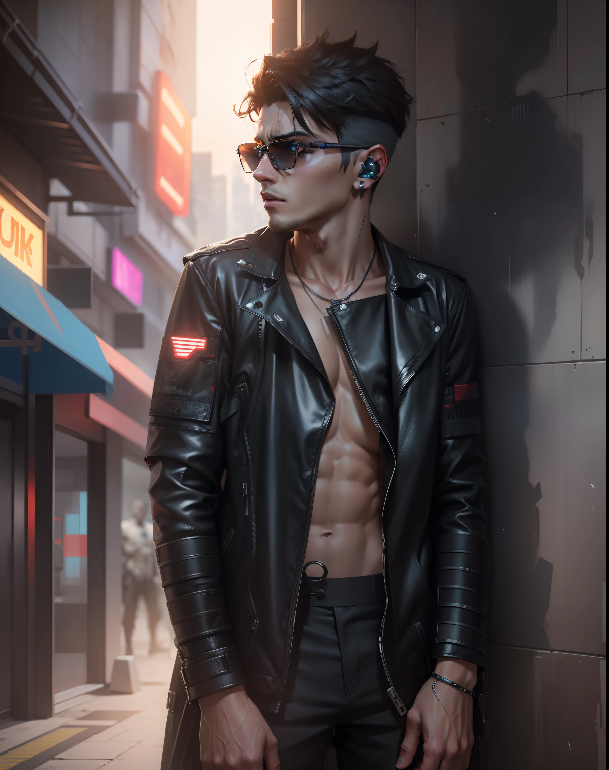 Change background cyberpunk handsome boy, realistic face, 4k ultra realistic,